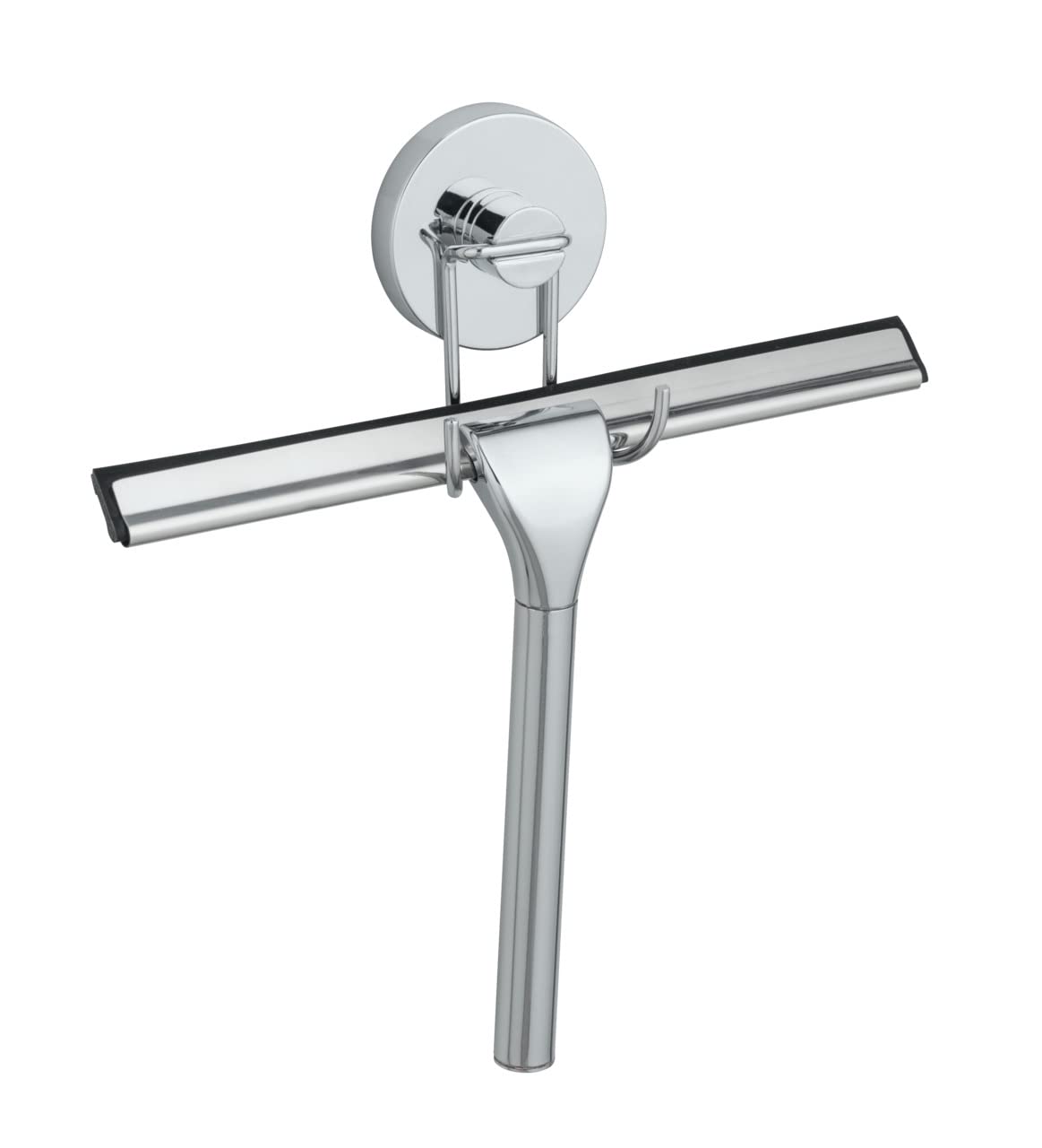 WENKO 20877100 Vacuum-Loc® bathroom squeegee - fixing without drilling, double wiper lip, Steel, 25 x 21.5 x 6 cm, Chrome