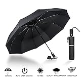 marsboy Travel Umbrella, 10 Ribs Auto Open Close Compact Travel Umbrella, Lightweight Folding Windproof Automatic Travel Umbrella with Heavy Duty, Fits in Luggage and Handbag