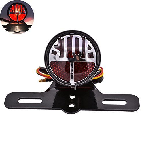 TUINCYN Motorcycle Tail Brake Light with License Plate Bracket Motorbike Runing and Stop Indicator bulb Light for Harley Rear Lights Moto Tail Brake Stop Light Cafe Racer 12V 10W - Thumbnail 7