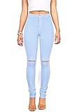 Vibrant Women's Juniors Ripped Knee High Waist Jeggings