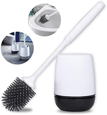 トイレブラシ トイレ掃除ブラシ 収納ケース付き コンパクト 地面式 壁掛け式 360 Tpr材質 傷つけない 水はね防止 掃除用品 衛生 防菌 速乾 長持ち ブラック