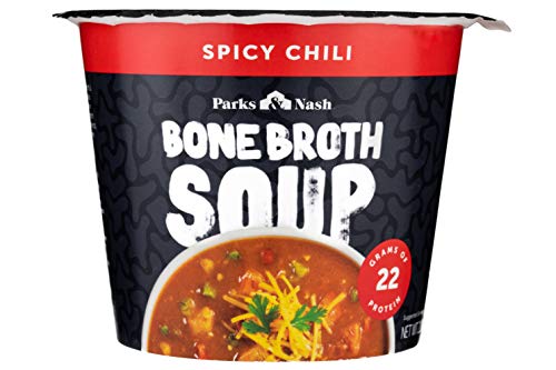 Parks & Nash Instant Bone Broth Soup, All Natural 20g+ Protein Packed Soup (Spicy Chilli, Pack - 4)