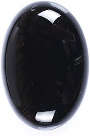 30x22mm Oval Cabochon CAB Flatback Semi-precious Gemstone Ring Face (Black Agate)