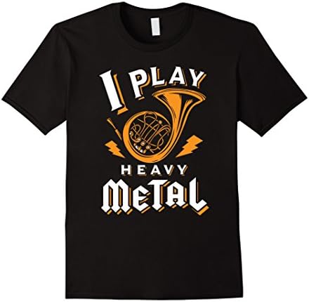 Men's Funny French Horn Shirt - I Play Heavy Metal 2XL Black