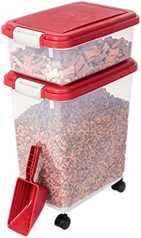 Myriad Pet Solutions 3 Piece Pet Food Storage Bin with Scoop, Red