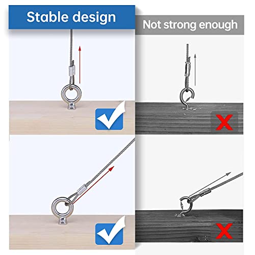Muzata 10Pack 3.6Inch M6 Screw Eye Hook Wood Screws Metal Hook T316