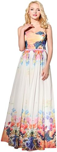 SiSiBride Prom Dress For Women Floral Print Long Graceful Chiffon Party Gown