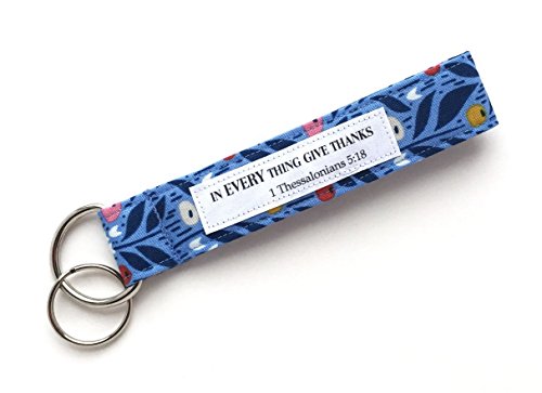 Keychain Wristlet - Key Lanyard with Bible Verse - In Every Thing Give Thanks - 1 Thessalonians 5:18 - Thumbnail 2