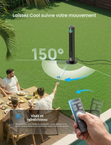 DREO TurboCool 711AS Outdoor Mist Fan, 10m/s, 12 Speed, 4 Modes, 150° Oscillation, Quiet 20dB, DC Motor, Weatherproof, Indoor and Outdoor