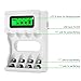 BONAI AA/AAA LCD Battery Charger for AA AAA Rechargeable Batteries Ni-MH Ni-CD with USB Input (USB Cable Included)