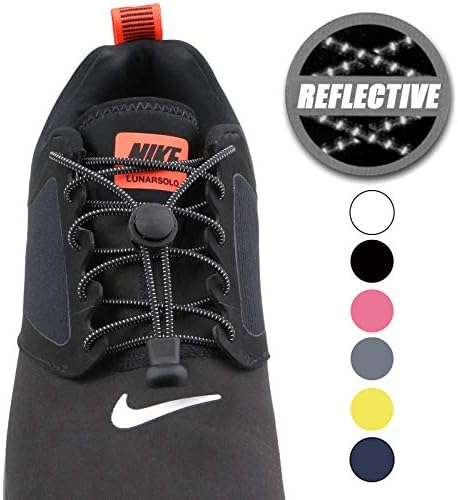 KACAGA 2 PACK Reflective Lock Shoelaces, Accevo No tie Elastic Lace System with lock for Adults, Kids, Old People, Runners