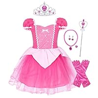 HenzWorld Aurora Costumes Dresses Halloween Birthday Party Cosplay Outfit Princess Accessories 3-4 Years