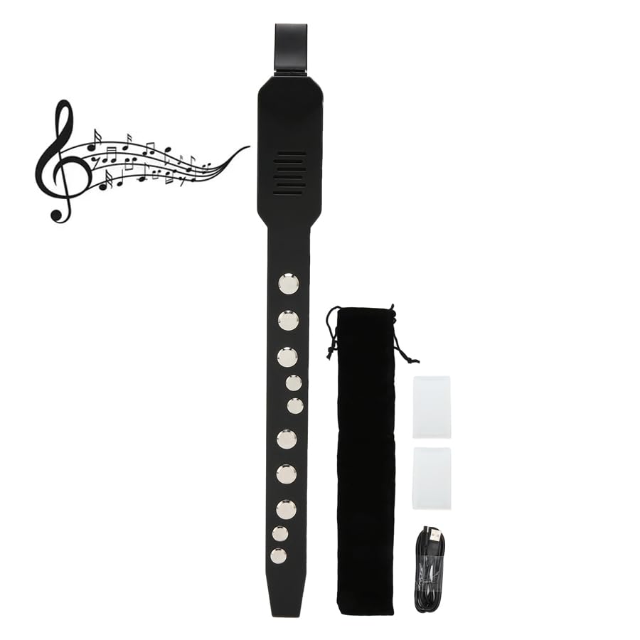 Digital Wind Instrument, MIDI 10 Tones HIFI Rechargeable Electronic Saxophone, with Touch Keys, 3 Blowing Sensitivity, 12 Accompaniments, Removable Nozzle (Black)