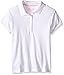 Nautica Girls' Uniform Short Sleeve Polo with Picot Stitch Collar, White, Medium(8-10)