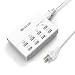 USB Charger, HITRENDS 8 Ports Charging Station 50W/10A Multi Port USB Charging Hub for Multiple Devices (5ft Cord, White) primary