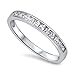 Half Eternity Band Ring Wedding Engagement Princess Cut Square Invisible Cubic Zirconia 925 Sterling Silver 5-12