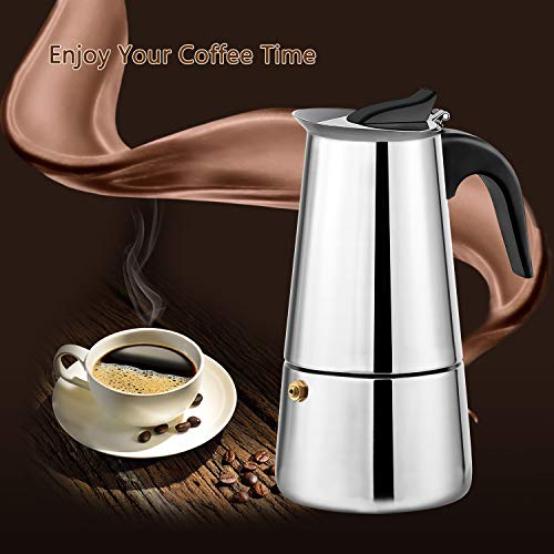 DclobDop Stovetop Espresso Maker with Classic and Rich Brews Moka Pot 6 Cup,Cuban Coffee Maker Stove top Espresso Shot Maker for Espresso italian coffee maker
