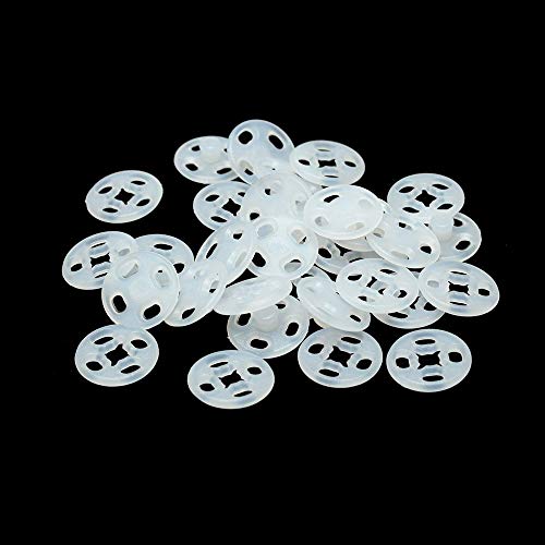 RAYNAG 90 Set Plastic Snap Fasteners Buttons Invisible Sewing On Snap Buttons Kit, 10mm Fasteners for Bibs Diapers Crafts Shirts Clothing, Translucent - Thumbnail 4