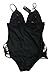 HOTAPEI Women Vintage Lattice One Piece Swimsuit Medium Black