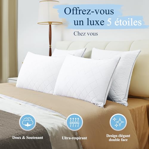 Orange Wave Pillows 65 x 65 cm Set of 2, Hypoallergenic and Soft Microfibre Pillows, Breathable and Soft Pillows, Hotel Quality Pillows Ideal for Side and Back Sleepers