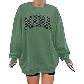 Ladicme Mama Sweatshirts for Women Oversized Round Neck Casual Mama Letter Print Pullover Mom Hoodies Long Sleeve Blouse Tops