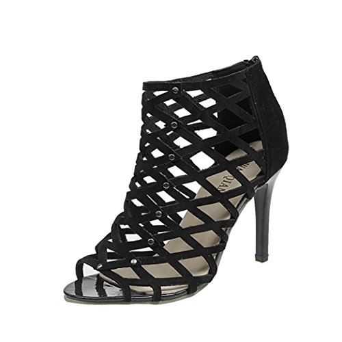 Womens Gladiator Sandals Peep Toe Stilettos Slim High Heels Pumps Shoes