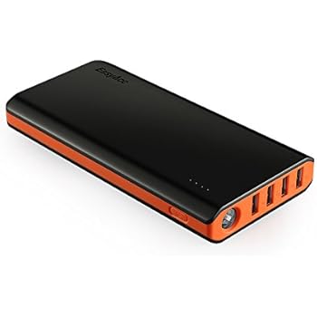 EasyAcc 20000mAh Portable Charger Fast Recharge Power Bank with 4A 2-Port Input 4.8A Smart Output High Capacity External Battery Pack for iPhone iPad Samsung Android - Black and Orange