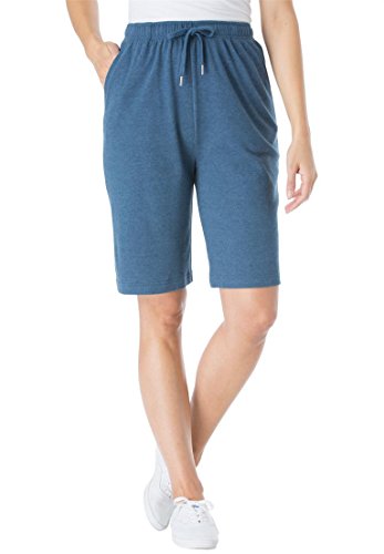 Women's Plus Size Shorts In Soft Sport Knit Heather Navy,2X