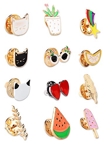 Thunaraz Brooch Pins Sets Cute Enamel Cartoon Lapel Pins Animal Badge for Women Girls Children for Clothing Bag Decor