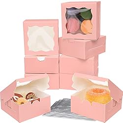 Pink Bakery Boxes with Window 4x4x2.5 inches Small