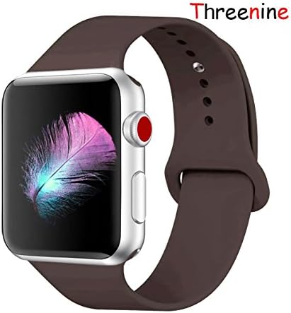 Threenine for Apple Watch Band, Durable Soft Silicone iWatch Strap Replacement Sport Band for Apple Watch Band Series 4 Series 3 Series 2 Series 1 Sport, Edition (Cocoa, 38mm S/M=40mm S/M)