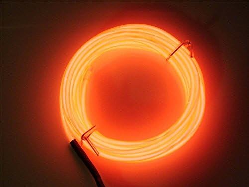 Neon Glowing Strobing Electroluminescent Wire, Portable Light Luminous wire 15ft length Driver with Battery Pack Controller for Cosplay Dress Burning Man by Megach (15ft, orange)