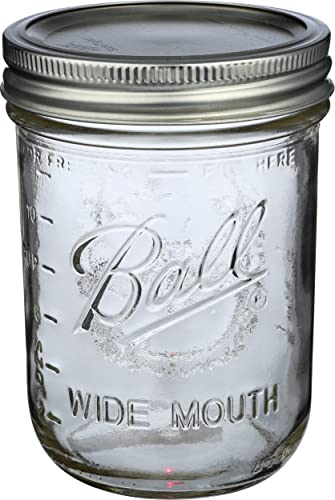 Ball Glass Mason Jar with Lids and Bands, Wide Mouth, Pint Size, 16 OZ