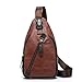 FreeMaster Sling Pack Chest Bag Men's Shoulder Backpack PU Bag Outdoor Cross Body Bags Retro Bag Walking Hiking Camping Gym Cycling Daypack (Brown Plus)
