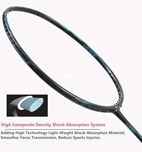 BANGDUN 2018 New Super Light 30T High Rigidity Carbon Fiber High Rebound Nano Shaft 4U Badminton Racket Strong 30 Lbs with String (Blue)