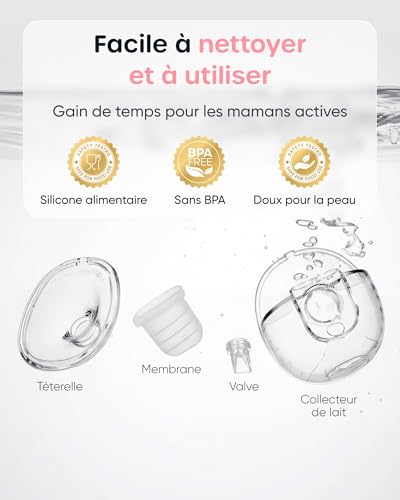 Nuliie Hand Free Electric Breast Pump, Handsfree Breast Pump with 4 Modes, 9 Levels, Memory Function, Rechargeable Milk Extractor with LED Display, Light Weight - 24mm (2 Packs, White)