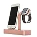 COTEetCI [2 in 1 Charging Dock] Cellphone Charger Docking Station Watch Dock Cradle for Watch 38mm/ 42mm, Phone 8/7-Rose Gold