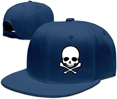 Unisex Head Skull with Crossbone Flat Brim Baseball Caps Hat Natural