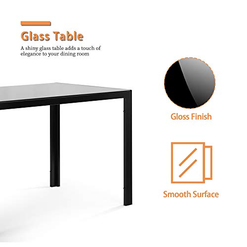 IANIYA Dining Room Table，Kitchen Table, Square Glass Kitchen Table with