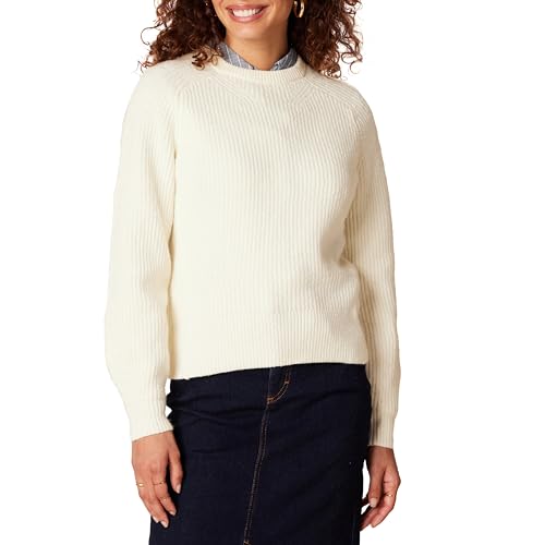 Amazon Essentials Women's Ribbed Long Sleeve Crewneck Sweater, Eggshell White,…