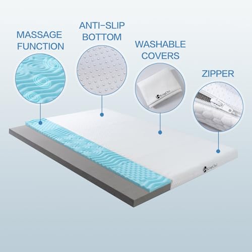 KingChii CertiPUR-US Memory Foam Camping Mattress, Portable Roll Up Travel Car Camping Mattress Sleeping Pad & Floor Mattress, Cot Mattress Guest Bed for Sleepover with Waterproof Cover & Travel Bag