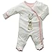 Babysoy Janey Baby Footed Pajamas - Organic Kimono Sleeper (3-6 Months, Rabbit/Peony)