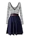OMEYA.WANSHIDA. Women's Round Neck Stripe Long Sleeves Cocktail Party Mini Dress