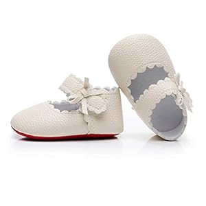 HONGTEYA Baby Girls Ballet Dress Shoes - Mary Jane Soft Sole Sidebow Toddler Moccasins