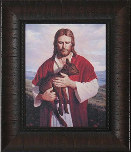 8x10 Framed Picture of Jesus holding Black Lamb, by Del Parson