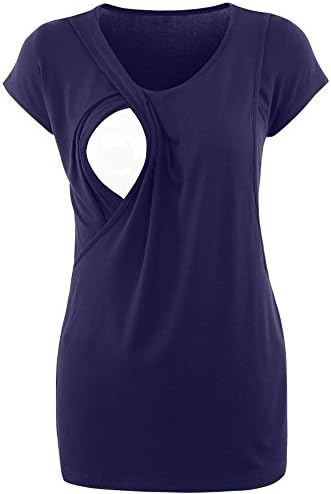 AnnAnn Womens Mama Short Sleeve Long Sleeve Nursing Top Ruched Side-Shirred Breastfeeding Tee Shirt