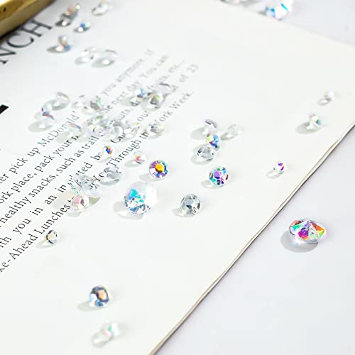 JOHOUSE Clear Fake Diamonds, 7600PCS Dazzling Acrylic Diamond Crystals Iridescent Gems Gemstones 3 Sizes for Vase Fillers Table Scatters Wedding Party Decoration