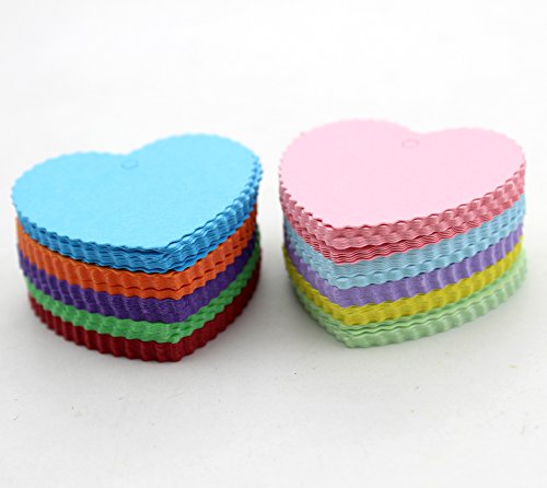 WARMBUY 150 Piece Colorful Paper Gift Tags with 50 Feet Natural Jute Twine, Heart Shaped, 10 Bright Colors