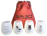 4 Wine Glasses Unbreakable W/Bag-Great Gift Food Grade Silicone Funny and Durable Shatterproof Stemless Great for Wine Beer Whiskey Cocktail any Beverage Outdoor Party Pool Camping Beach Very Funny