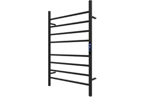 KWW Heated Towel Rack, Towel Warmer with Timer, Wall Mounted hot Towel Warmer for Bathroom (Matte Black, 7 Bars)